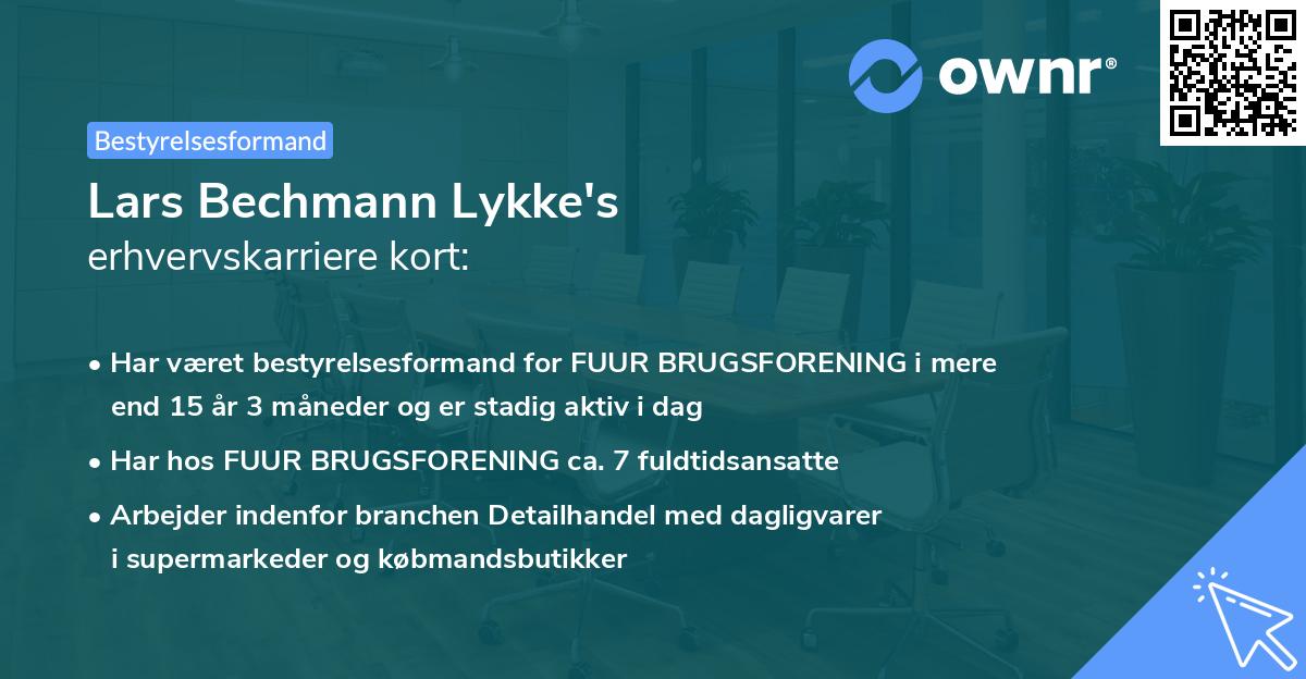 Lars Bechmann Lykke's erhvervskarriere kort