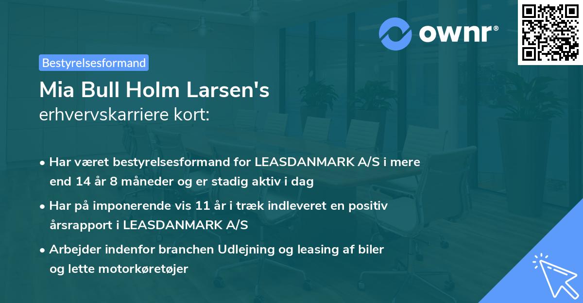 Mia Bull Holm Larsen's erhvervskarriere kort