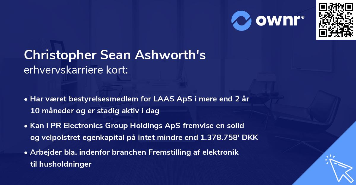 Christopher Sean Ashworth's erhvervskarriere kort