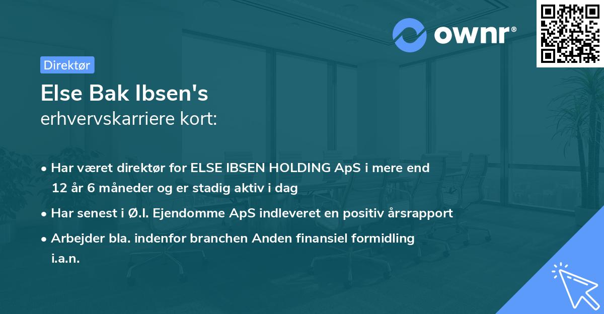 Else Bak Ibsen's erhvervskarriere kort