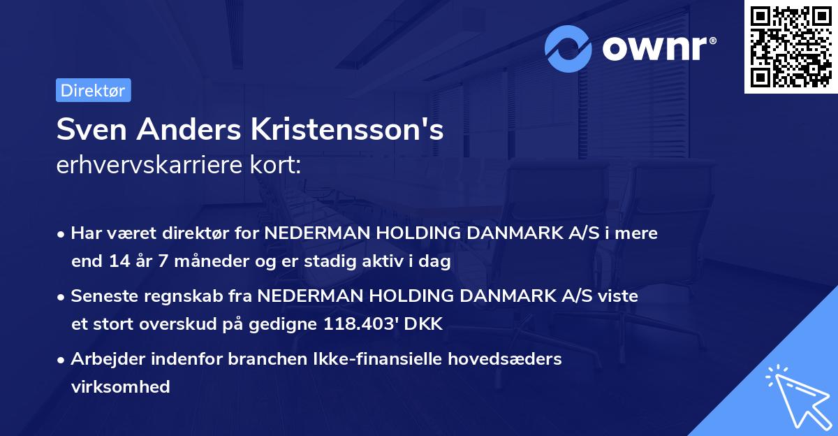 Sven Anders Kristensson's erhvervskarriere kort