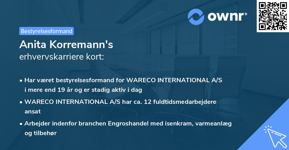 Anita Korremann's erhvervskarriere kort