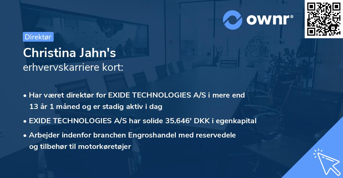 Christina Jahn's erhvervskarriere kort