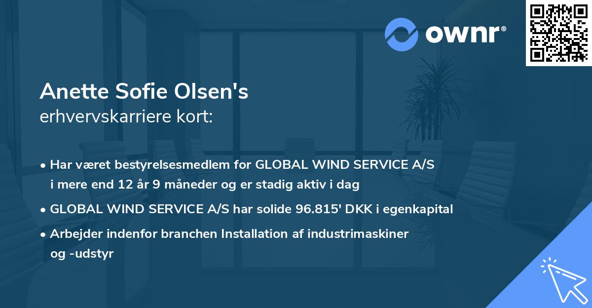 Anette Sofie Olsen's erhvervskarriere kort