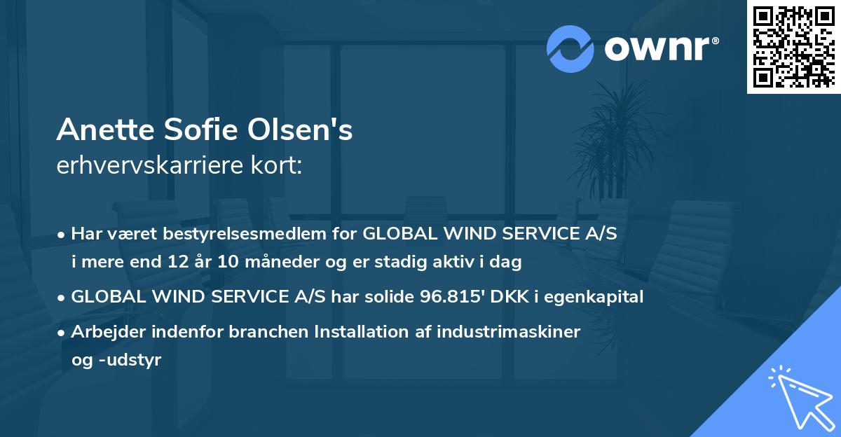 Anette Sofie Olsen's erhvervskarriere kort