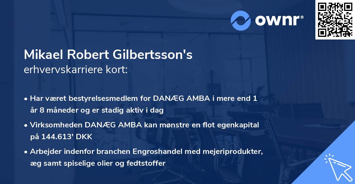 Mikael Robert Gilbertsson's erhvervskarriere kort