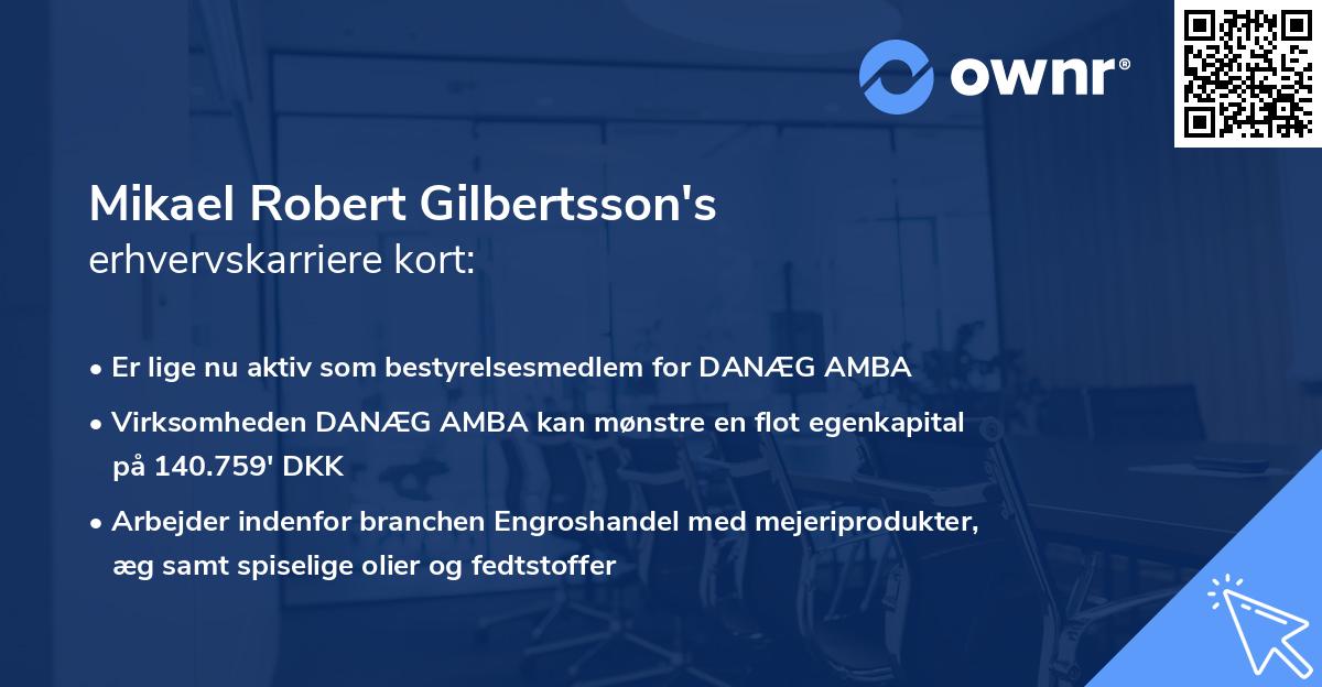 Mikael Robert Gilbertsson's erhvervskarriere kort