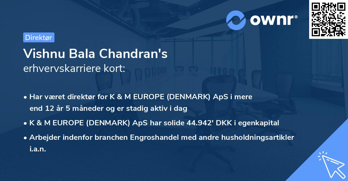 Vishnu Bala Chandran's erhvervskarriere kort