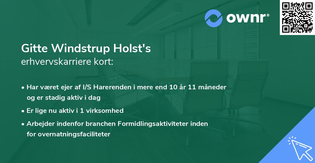 Gitte Windstrup Holst's erhvervskarriere kort