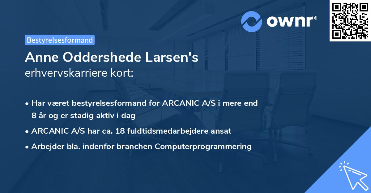Anne Oddershede Larsen's erhvervskarriere kort