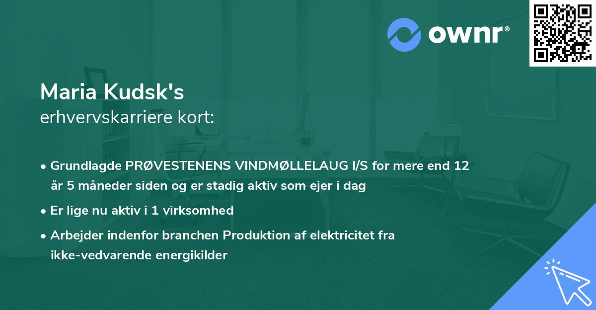 Maria Kudsk's erhvervskarriere kort