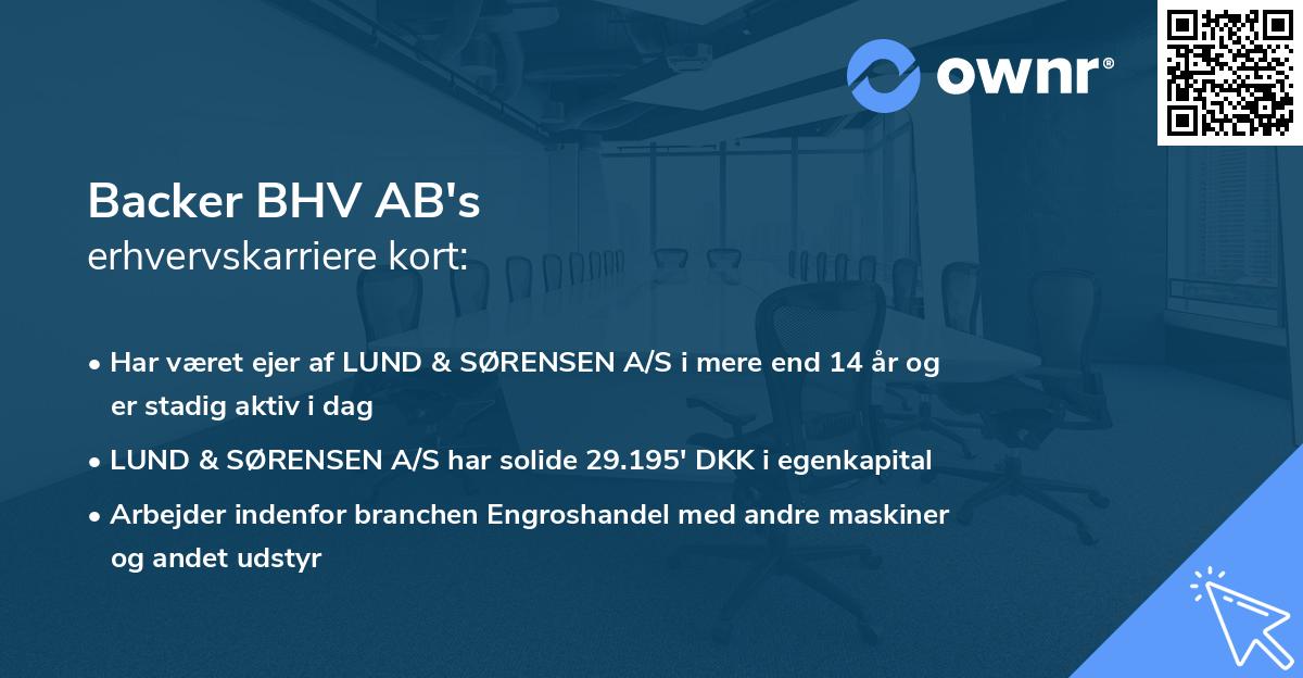 Backer BHV AB's erhvervskarriere kort