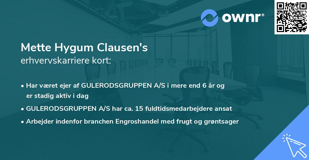 Mette Hygum Clausen's erhvervskarriere kort