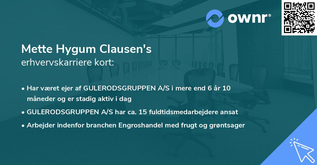 Mette Hygum Clausen's erhvervskarriere kort
