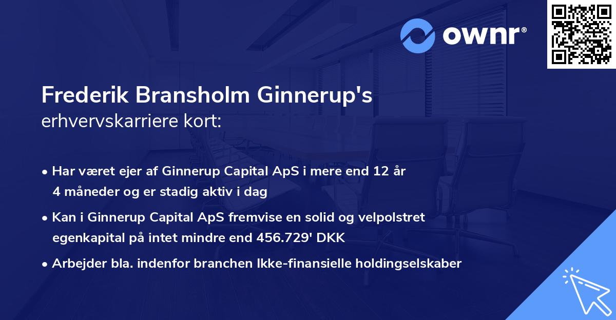 Frederik Bransholm Ginnerup's erhvervskarriere kort