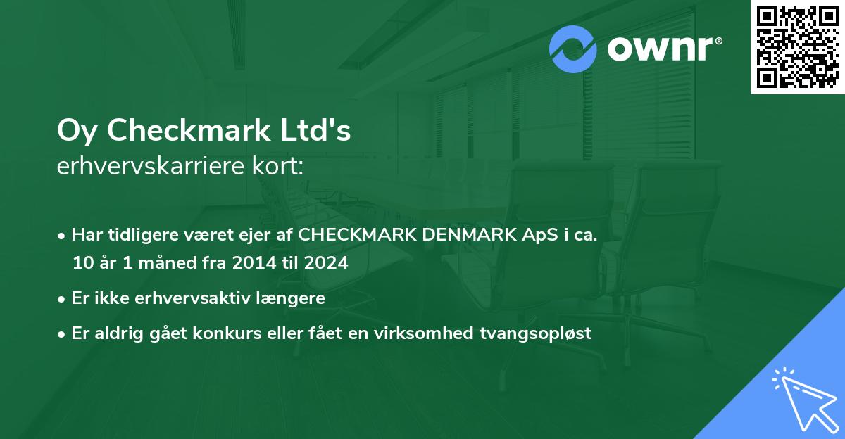 Oy Checkmark Ltd's erhvervskarriere kort