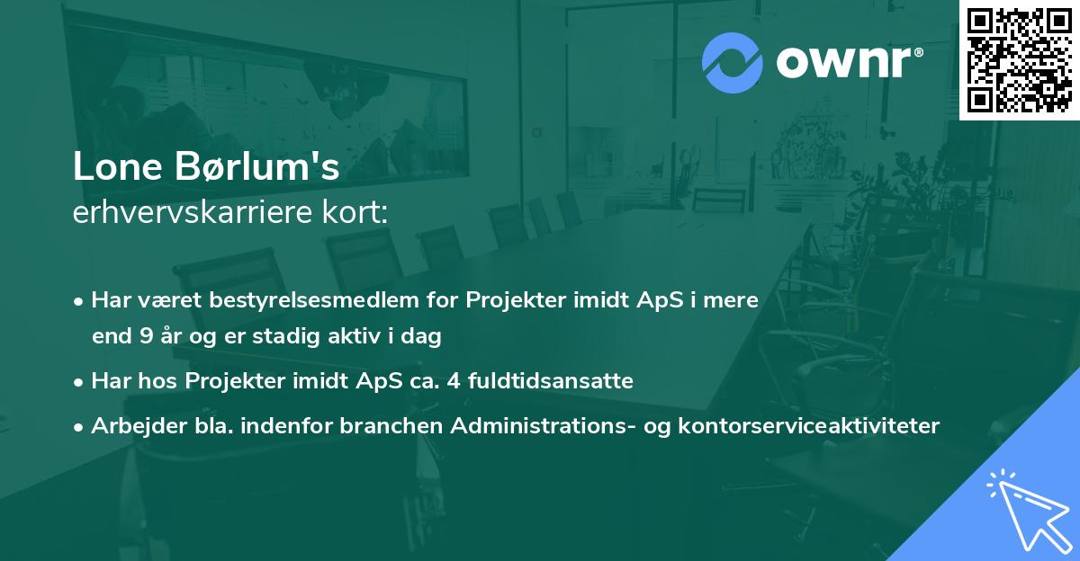 Lone Børlum's erhvervskarriere kort