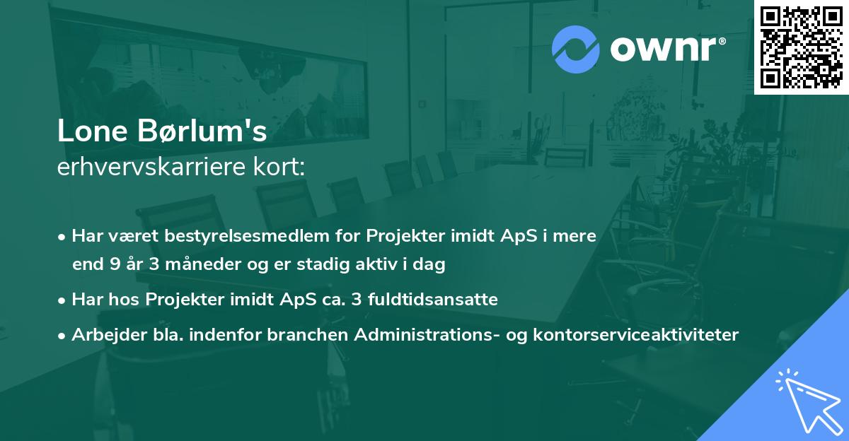 Lone Børlum's erhvervskarriere kort