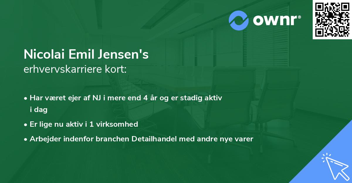 Nicolai Emil Jensen's erhvervskarriere kort