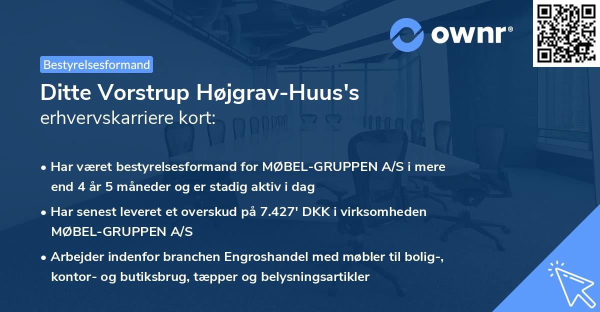 Ditte Vorstrup Højgrav-Huus's erhvervskarriere kort