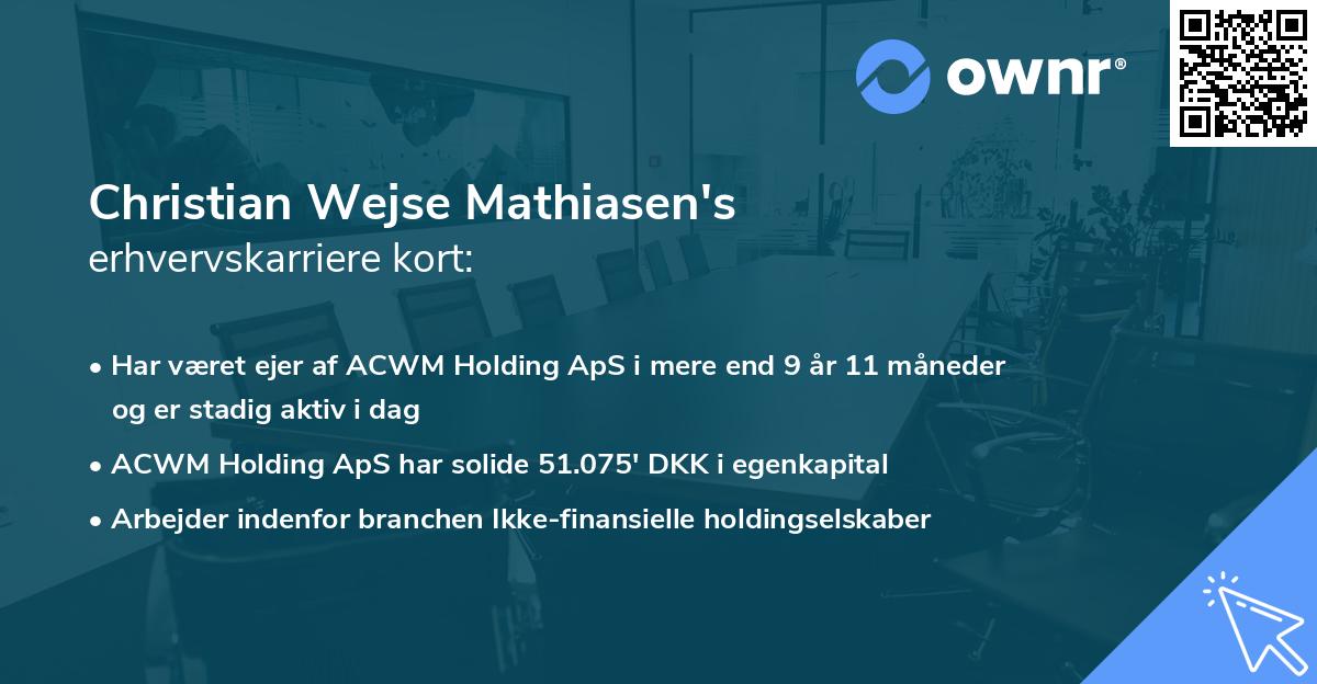 Christian Wejse Mathiasen's erhvervskarriere kort