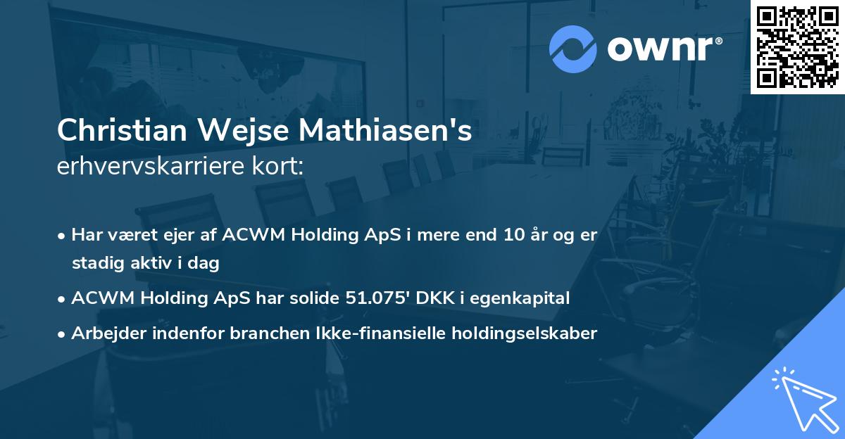 Christian Wejse Mathiasen's erhvervskarriere kort