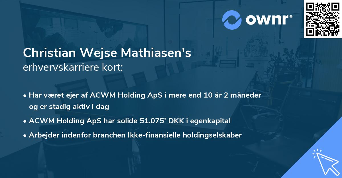 Christian Wejse Mathiasen's erhvervskarriere kort