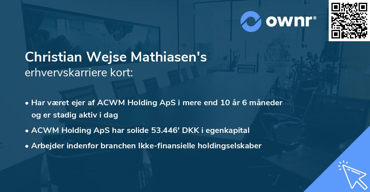 Christian Wejse Mathiasen's erhvervskarriere kort