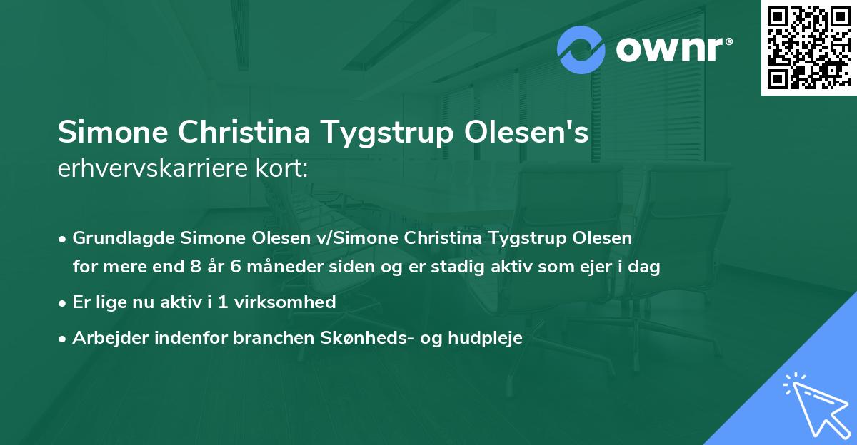 Simone Christina Tygstrup Olesen's erhvervskarriere kort