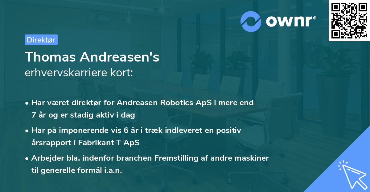 Thomas Andreasen's erhvervskarriere kort