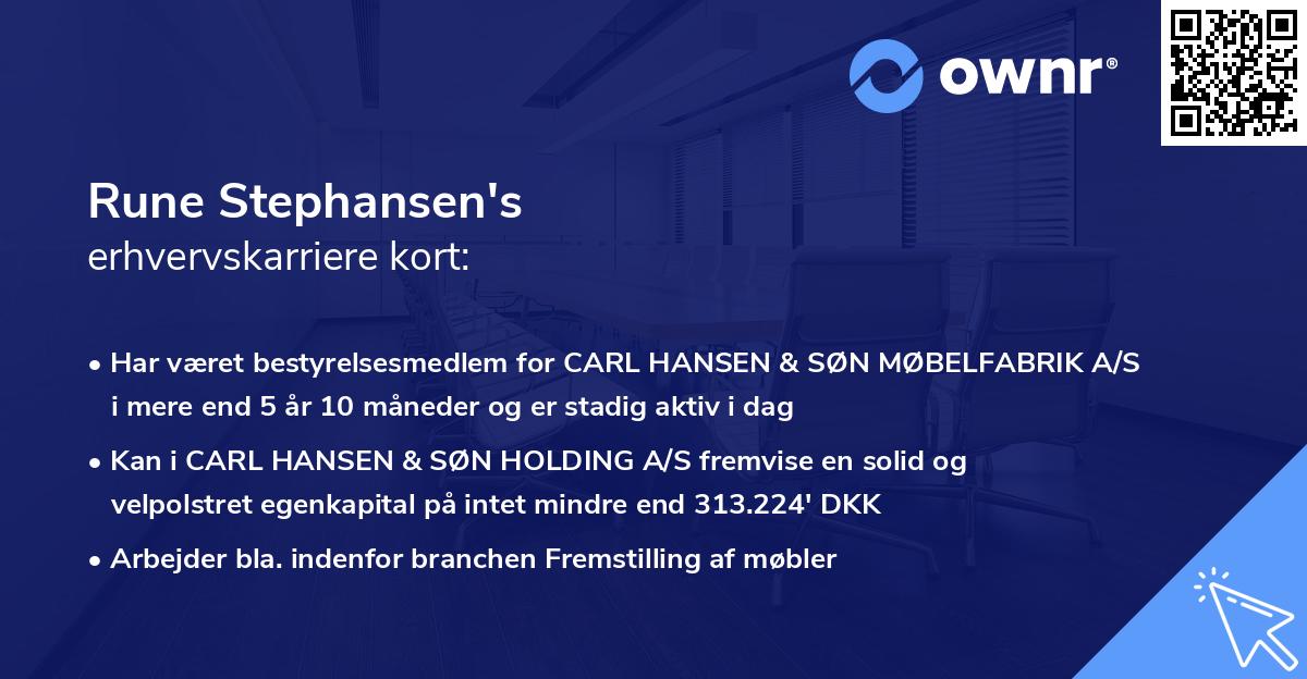 Rune Stephansen's erhvervskarriere kort