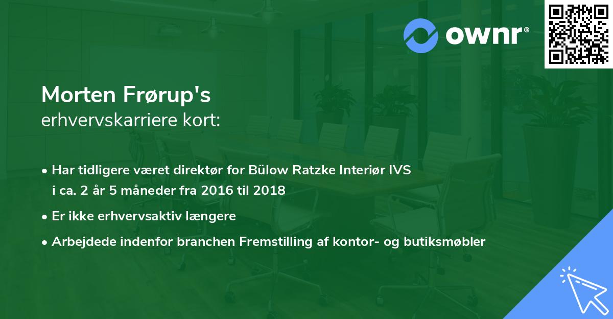 Morten Frørup's erhvervskarriere kort