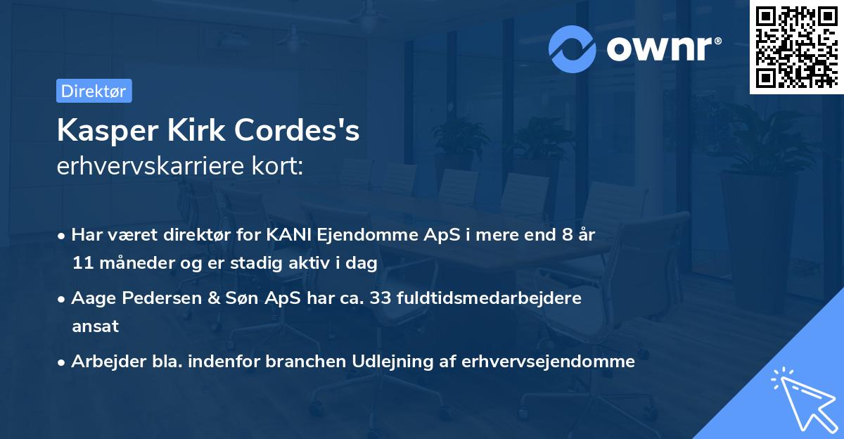 Kasper Kirk Cordes's erhvervskarriere kort