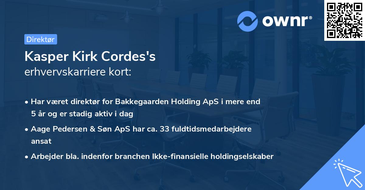 Kasper Kirk Cordes's erhvervskarriere kort