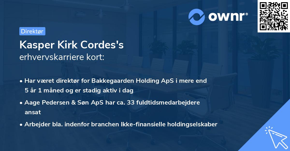 Kasper Kirk Cordes's erhvervskarriere kort