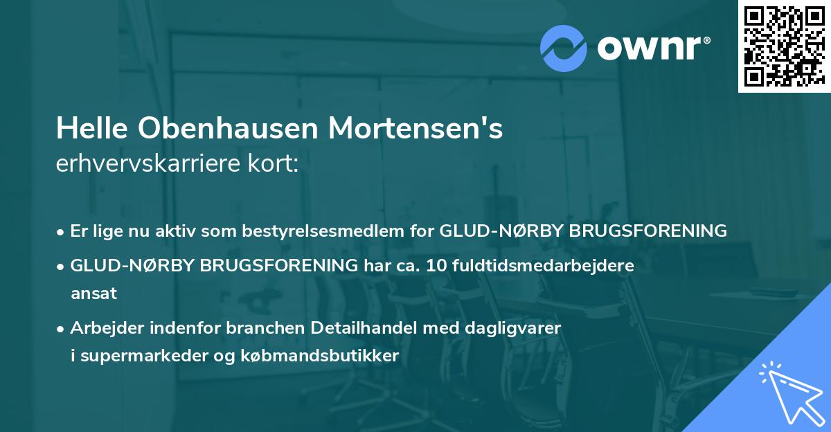 Helle Obenhausen Mortensen's erhvervskarriere kort
