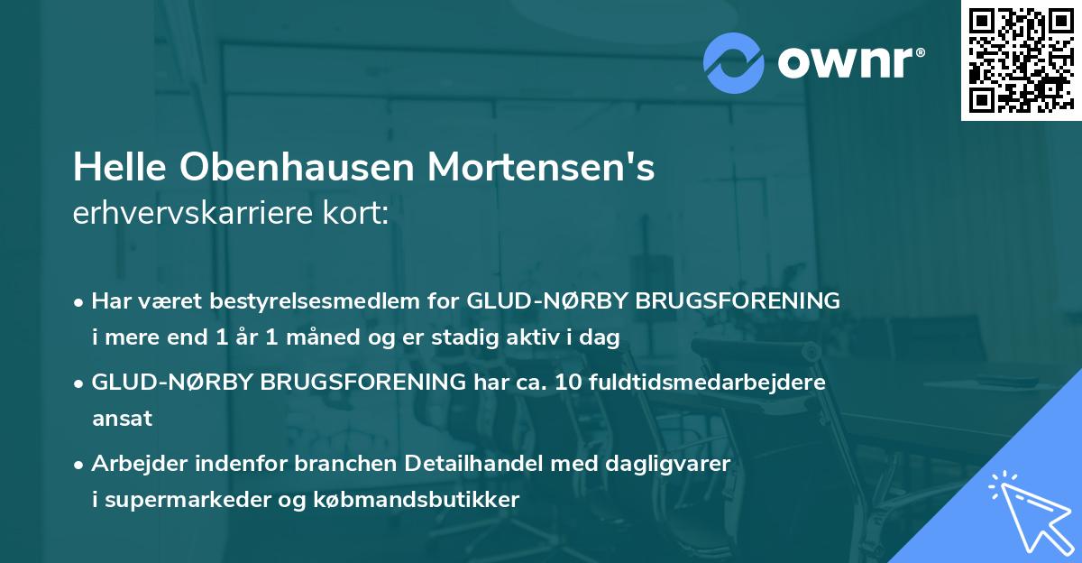 Helle Obenhausen Mortensen's erhvervskarriere kort