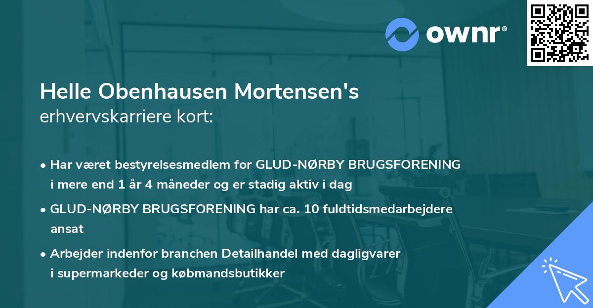 Helle Obenhausen Mortensen's erhvervskarriere kort
