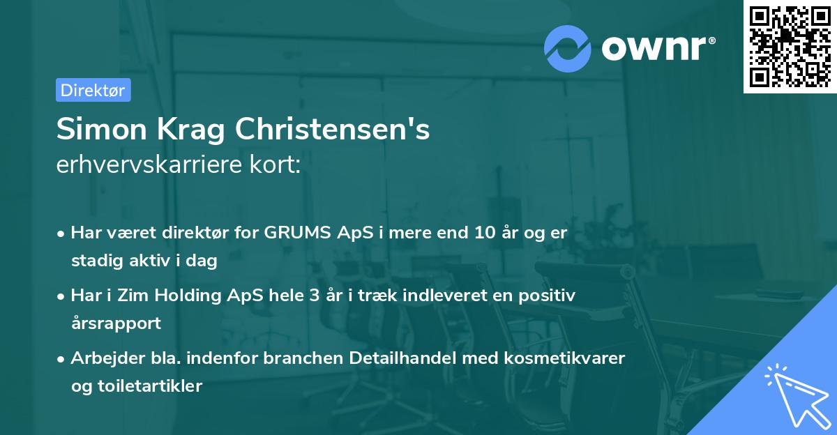 Simon Krag Christensen's erhvervskarriere kort