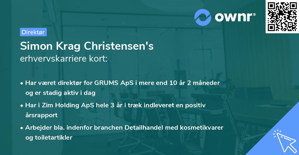 Simon Krag Christensen's erhvervskarriere kort