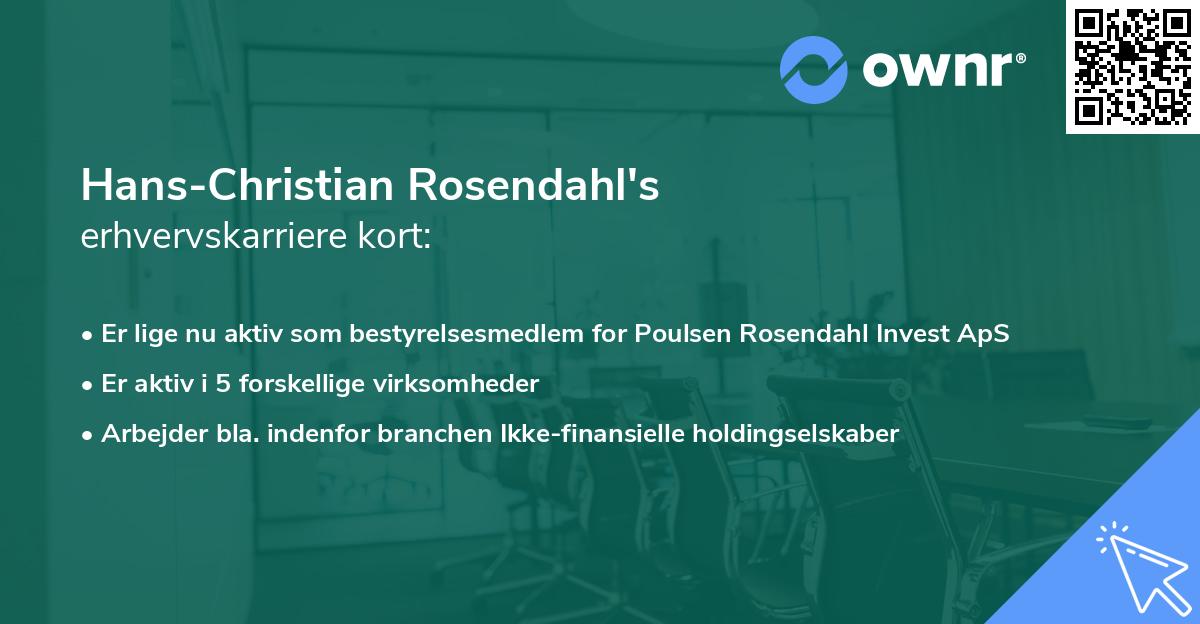 Hans-Christian Rosendahl's erhvervskarriere kort
