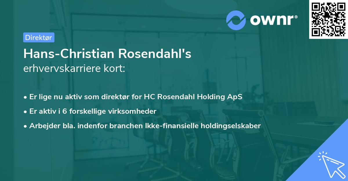 Hans-Christian Rosendahl's erhvervskarriere kort