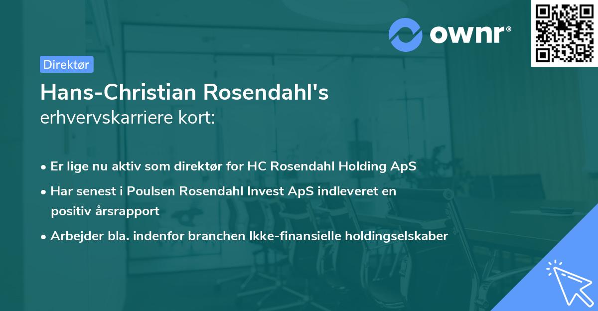 Hans-Christian Rosendahl's erhvervskarriere kort