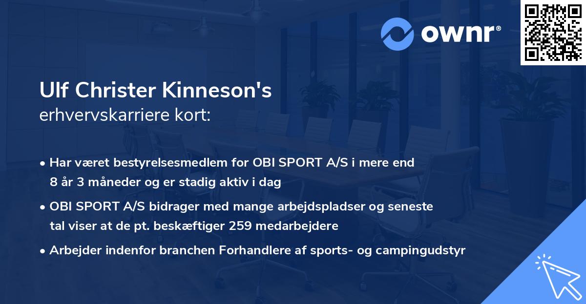 Ulf Christer Kinneson's erhvervskarriere kort