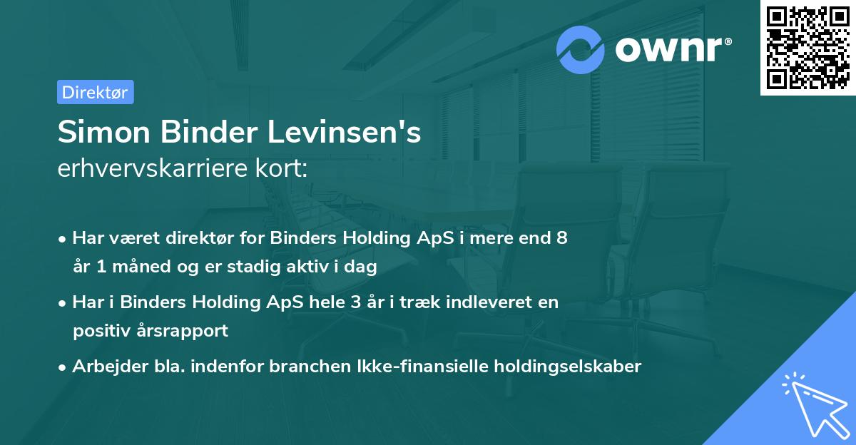 Simon Binder Levinsen's erhvervskarriere kort