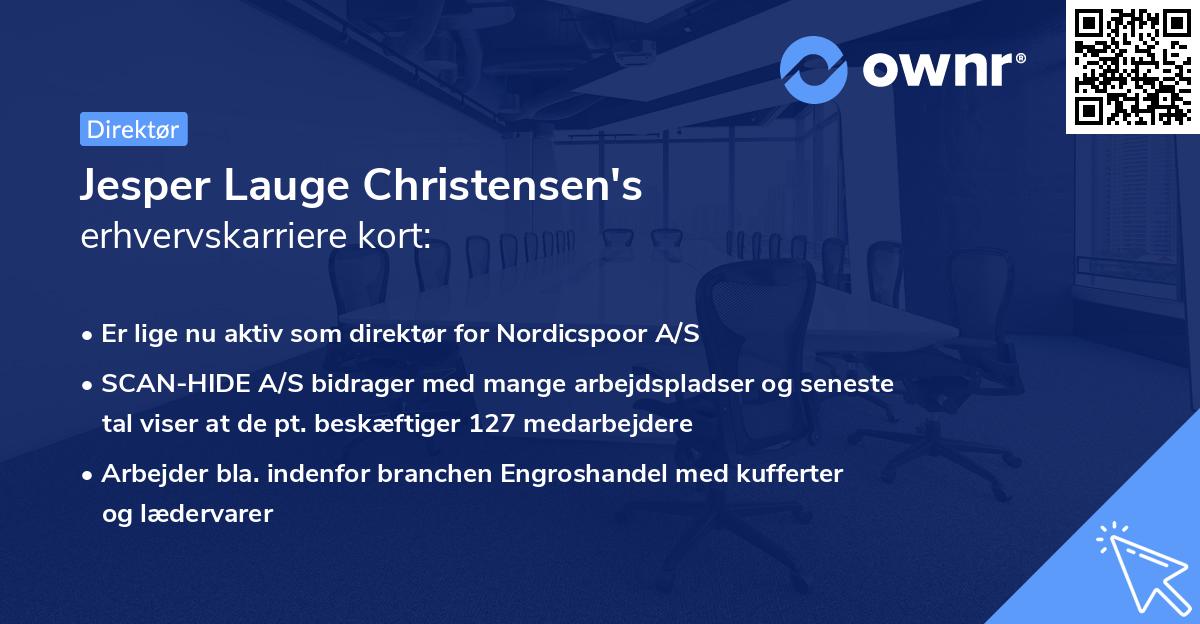 Jesper Lauge Christensen's erhvervskarriere kort
