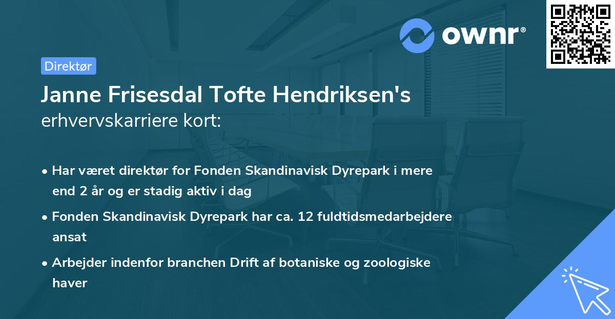 Janne Frisesdal Tofte Hendriksen's erhvervskarriere kort