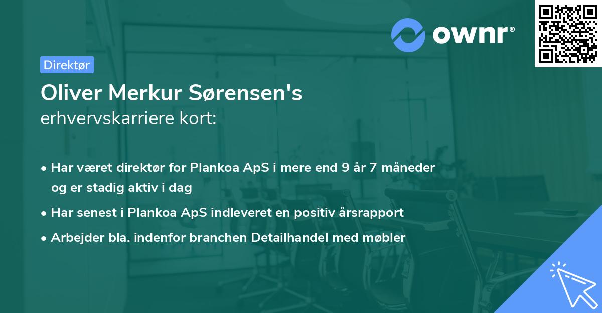 Oliver Merkur Sørensen's erhvervskarriere kort