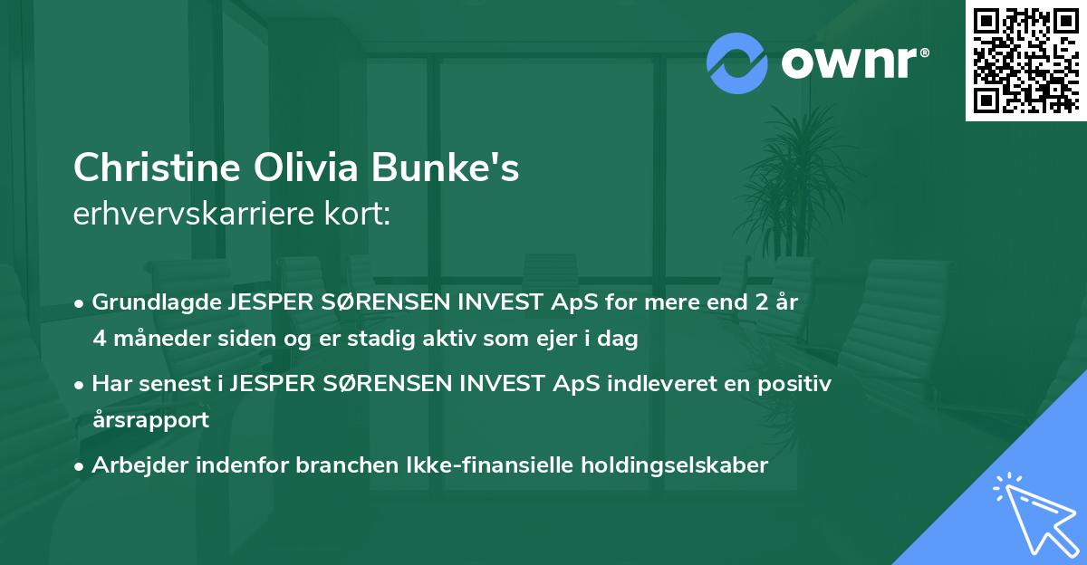Christine Olivia Bunke's erhvervskarriere kort