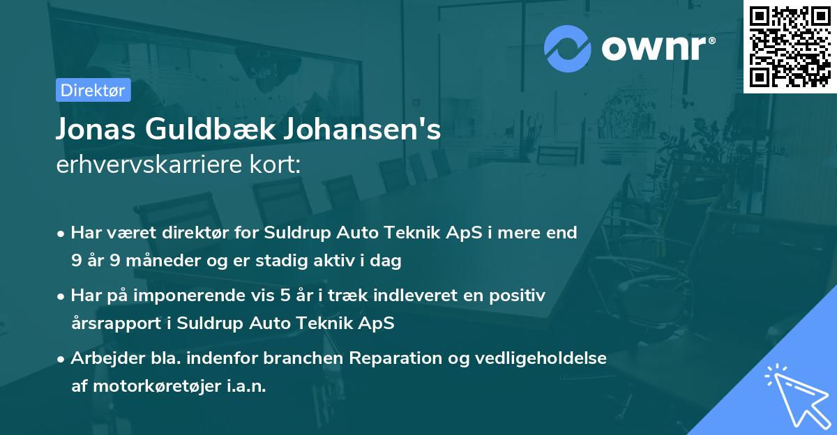 Jonas Guldbæk Johansen's erhvervskarriere kort